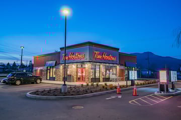 Centre commercial à Duncan, en Colombie-Britannique, avec Tim Hortons