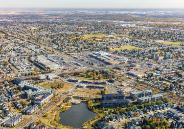 Vue aérienne centre commercial - Griesbach à Edmonton