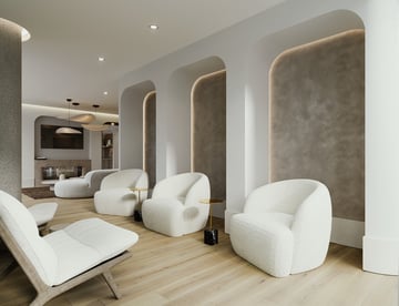 Lounge avec fauteuils blancs
